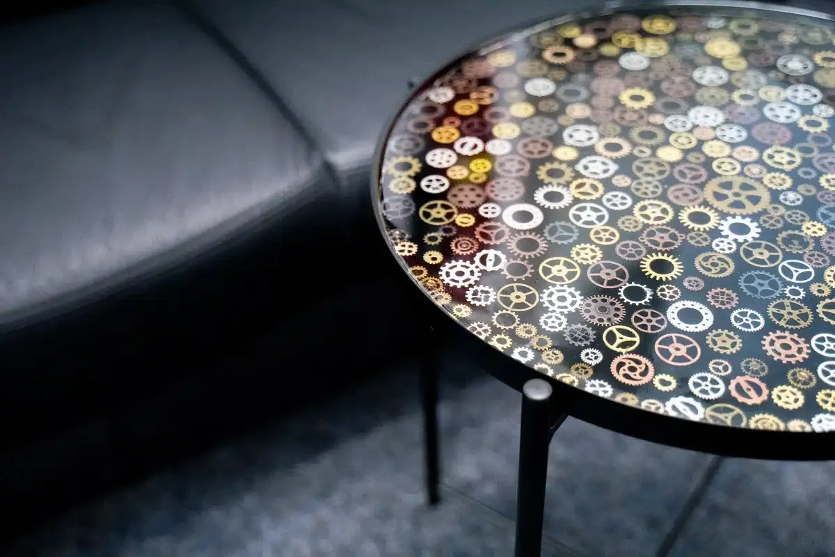 Epoxy Resin Table with gears